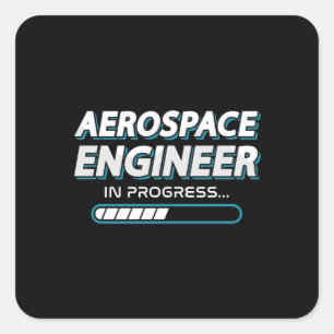 Sticker Carré Ingénieur aérospatial en cours Ingénieur spatial