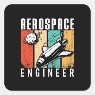 Sticker Carré Ingénieur aérospatial Rocket Space Engineering Ret