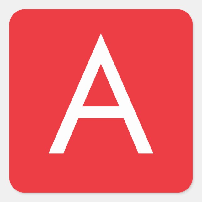 Sticker Carré Initial Letter Monogram Red White Plain Modern (Devant)