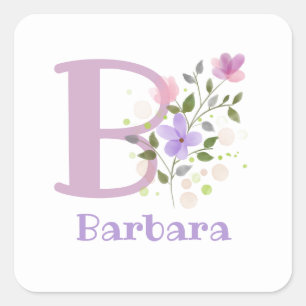 Sticker Carré Initial Plus Nom Barbara & Flowers Design