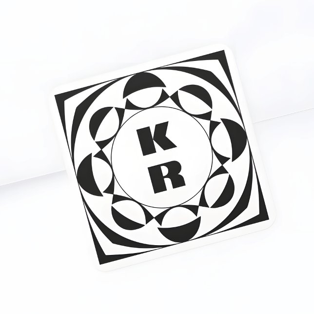 Sticker Carré Initiales géométriques verticales en monogramme gr (Créateur téléchargé)