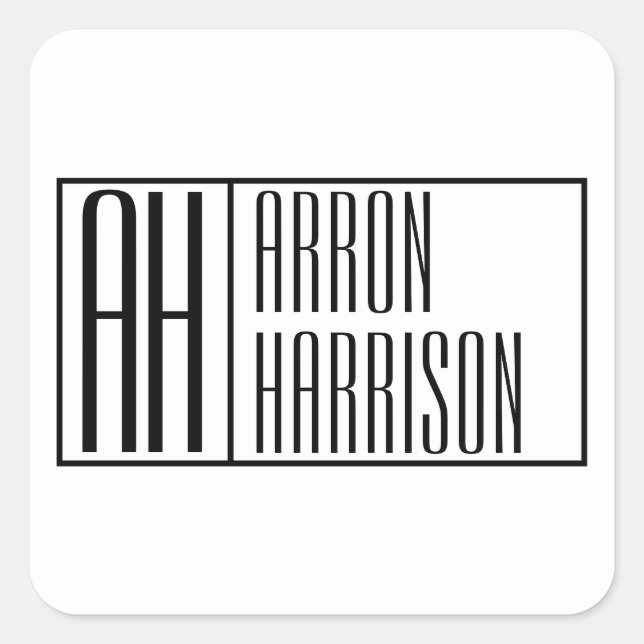 Sticker Carré Initiales minimes modernes et logo de nom (Devant)