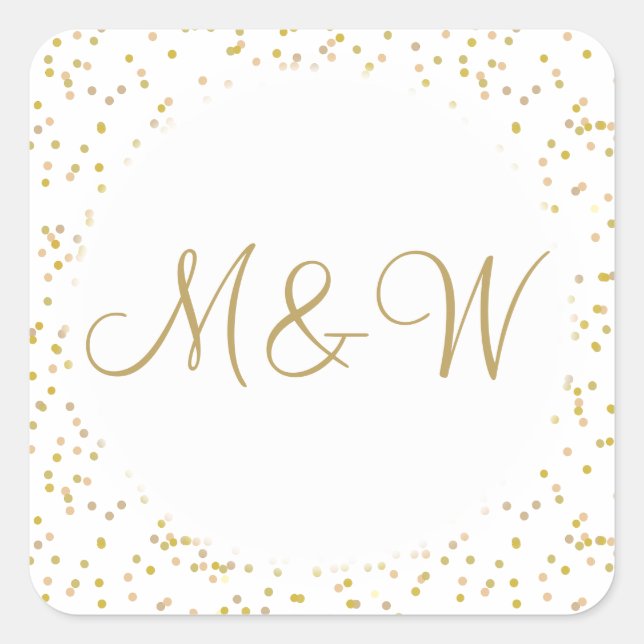 Sticker Carré Initiales monogramme doré écriture poussière d'or (Devant)