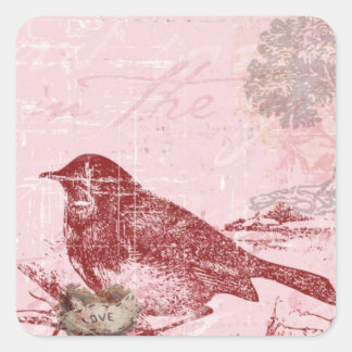 Sticker Carré Inséparable rose