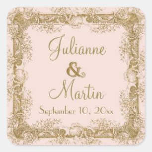 Sticker Carré Inséparables Élevant Des Phoques De Mariage Vintag