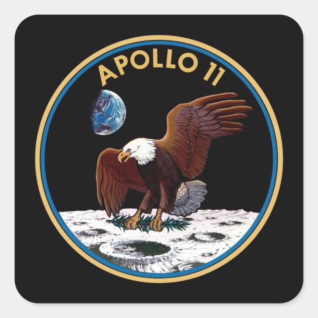 Sticker Carré Insigne lunaire d'atterrissage Apollo 11 de la NAS (Devant)