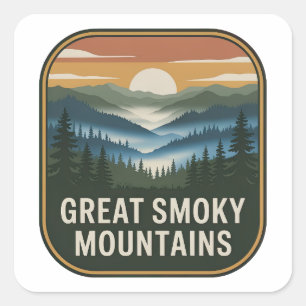 Sticker Carré Insigne vintage du parc des Great Smoky Mountains