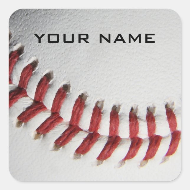 Sticker Carré Inspiration Baseball Ajouter Votre Nom (Devant)