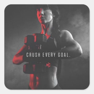 Sticker Carré Inspiration d'entraînement pour femmes - Écrasez t