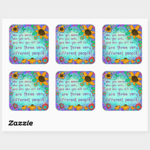 Sticker Carré Inspiration Turquoise Floral Enseignant classe