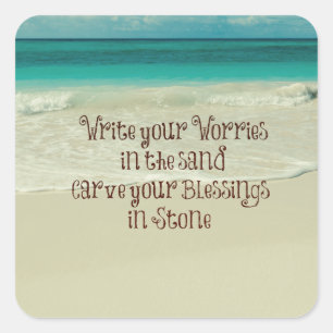 Sticker Carré Inspirational Carve your Blessings in Stone Citati