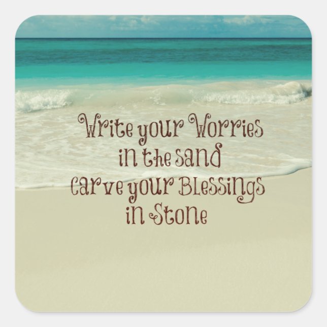 Sticker Carré Inspirational Carve your Blessings in Stone Citati (Devant)