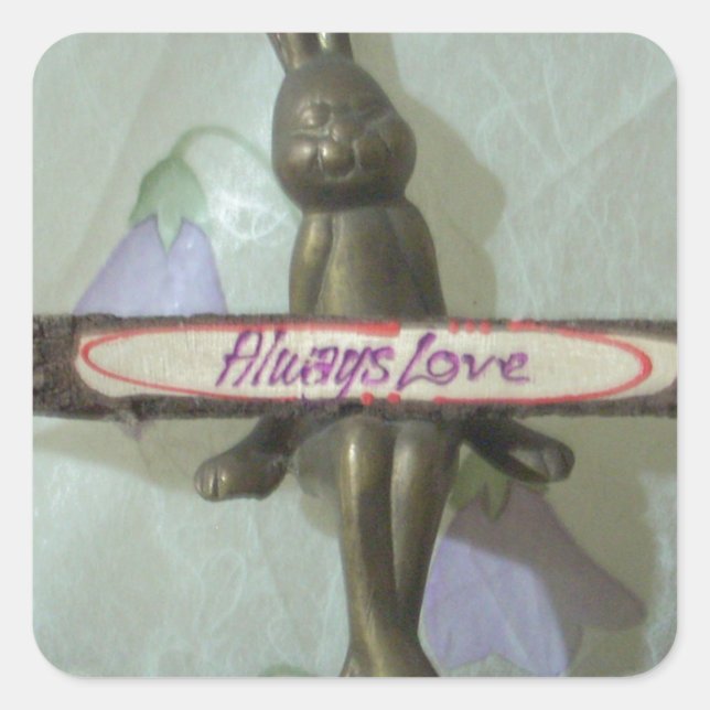 Sticker Carré Inspirational Rabbit : Always Love Sign Art Print (Devant)