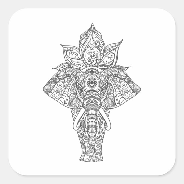 Sticker Carré Inspiré par l'éléphant (Devant)