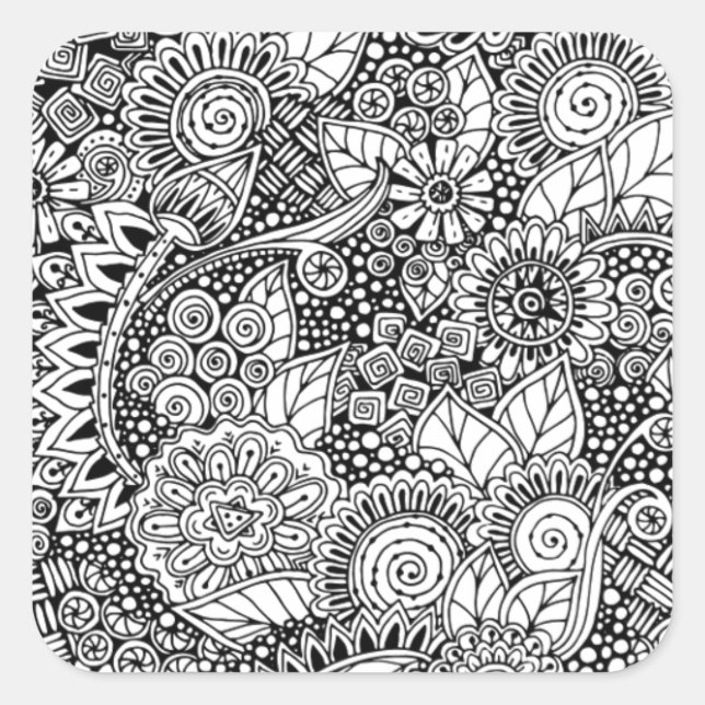 Sticker Carré Inspirée par la flore ethnique (Devant)