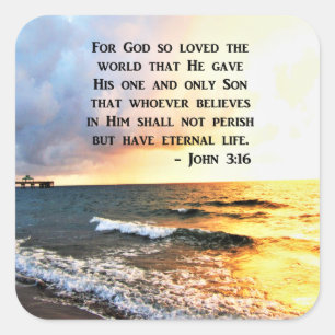 STICKER CARRÉ INSPIRING JOHN 3:16 OCEAN PHOTO DESIGN