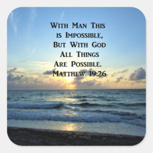 STICKER CARRÉ INSPIRING MATTHEW 19:26 PHOTO SCRIPTURE