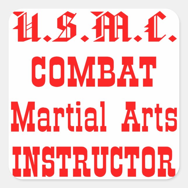 Sticker Carré Instructeur en arts martiaux de combat de l'USMC (Devant)