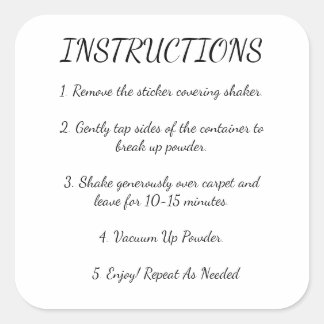 Sticker Carré Instructions pour le désodorisateur de tapis