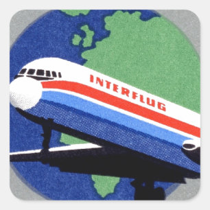 Sticker Carré INTERFLUG - Compagnie aérienne de DDR, RDA - Allem