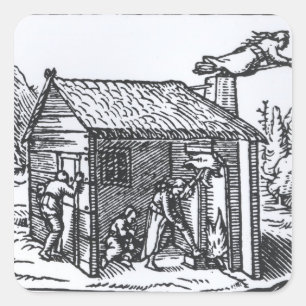 Sticker Carré Intérieur de la maison d'une sorcière, 1579