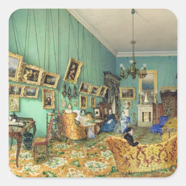 Sticker Carré Intérieur du salon, 1847 (Devant)