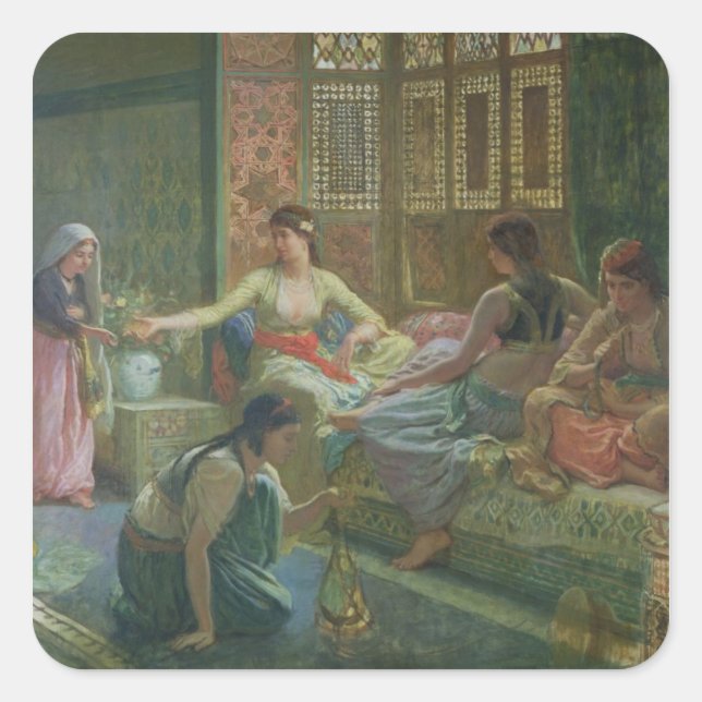 Sticker Carré Intérieur d'un Harem, vers 1865 (Devant)
