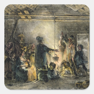 Sticker Carré Intérieur d'une cabane de mineurs de charbon