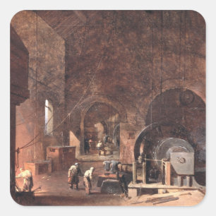 Sticker Carré Intérieur d'une cheminée, vers 1850-60 (huile sur