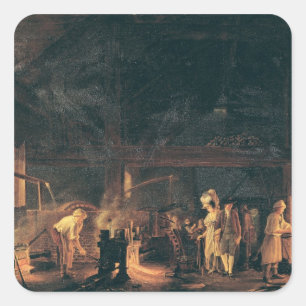 Sticker Carré Intérieur d'une forge, 1771
