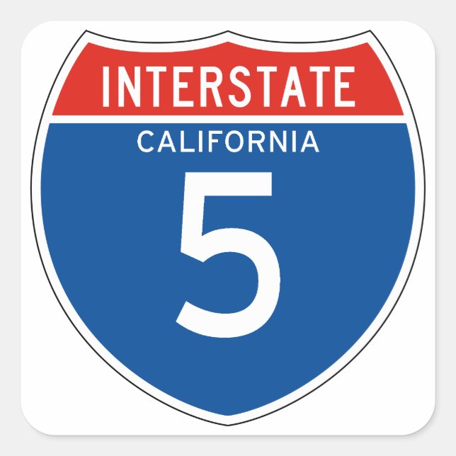 Sticker Carré Interstate Sign 5 - Californie (Devant)