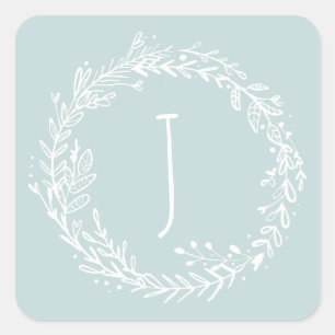 Sticker Carré Introduire le nom initial de la couronne florale
