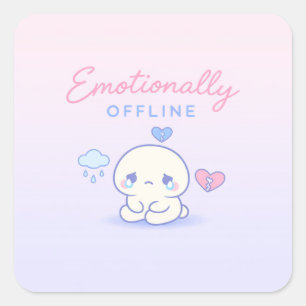 Sticker Carré Introverti esthétique émotionnellement hors ligne