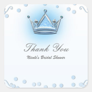 Sticker Carré Invitation Confetti de la Couronne Blue & Silver