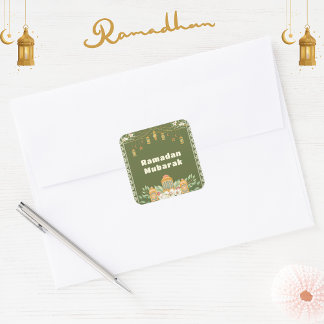 Sticker Carré Invitation de la fête Iftar de la lanterne d'aquar