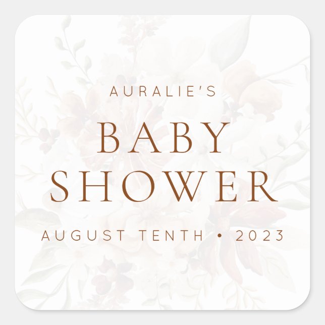 Sticker Carré Invitation florale rustique de Wild Bloom & Favor (Devant)