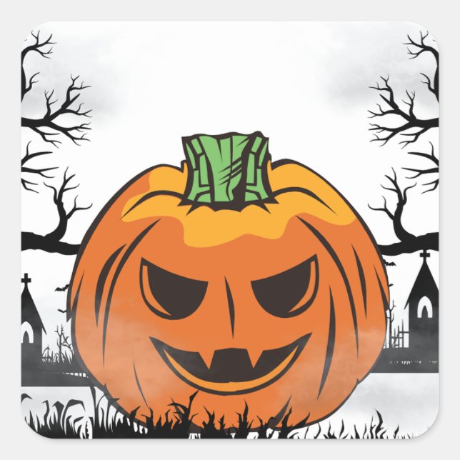 Sticker Carré Invitation Halloween modifiable, Invitation fête d (Devant)