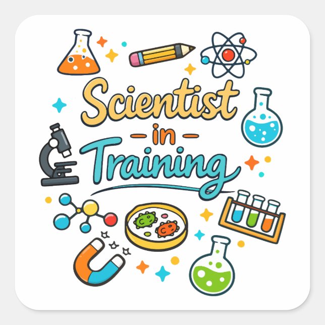 Sticker Carré Invitation Jeune Scientifique en Formation (Devant)
