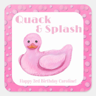 Sticker Carré Invitation pour les 3 ans de Quack and Splash Duck