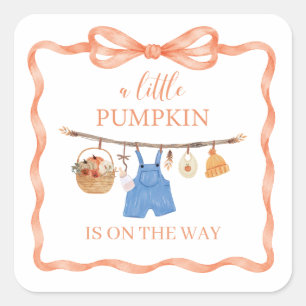 Sticker Carré Invitation pour une Baby Shower Automnale Bébé Cit