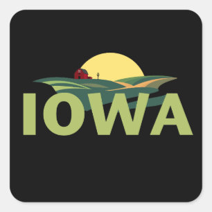 Sticker Carré Iowa États-Unis d'Amérique