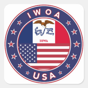 Sticker Carré Iowa, Iowa autocollant, sac, horloge
