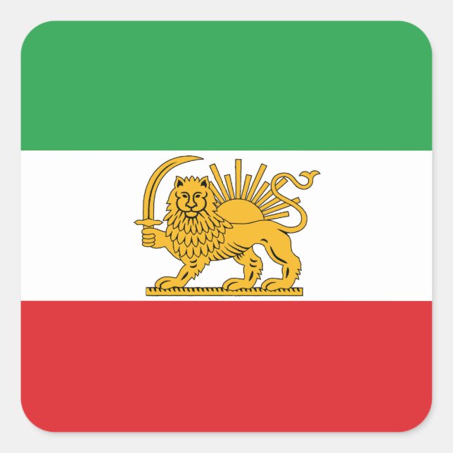 Sticker Carré Iran Flag Lion And Sun Shah of Iran Flag (Devant)
