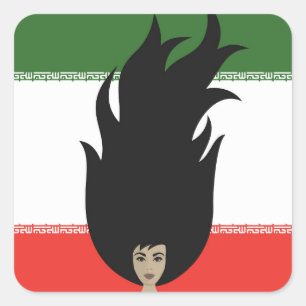Sticker Carré Iran, liberté des femmes, solidarité avec l'Iran