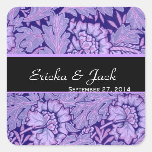 Sticker Carré Iris et Royal Purple Vintage Mariage damassé