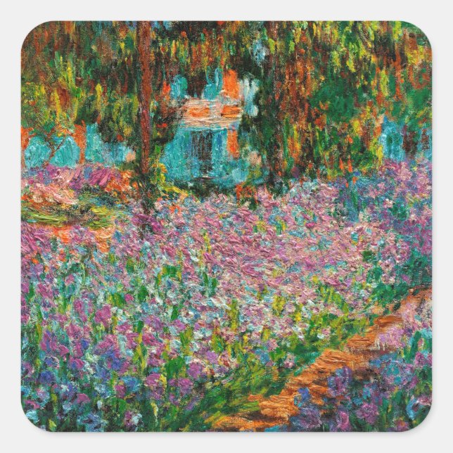 Sticker Carré Iris Jardin Monet Giverny fleurs (Devant)