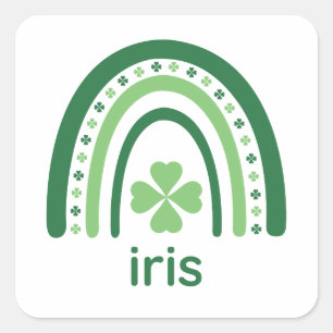 Sticker Carré iris Nom Clover Boho Rainbow