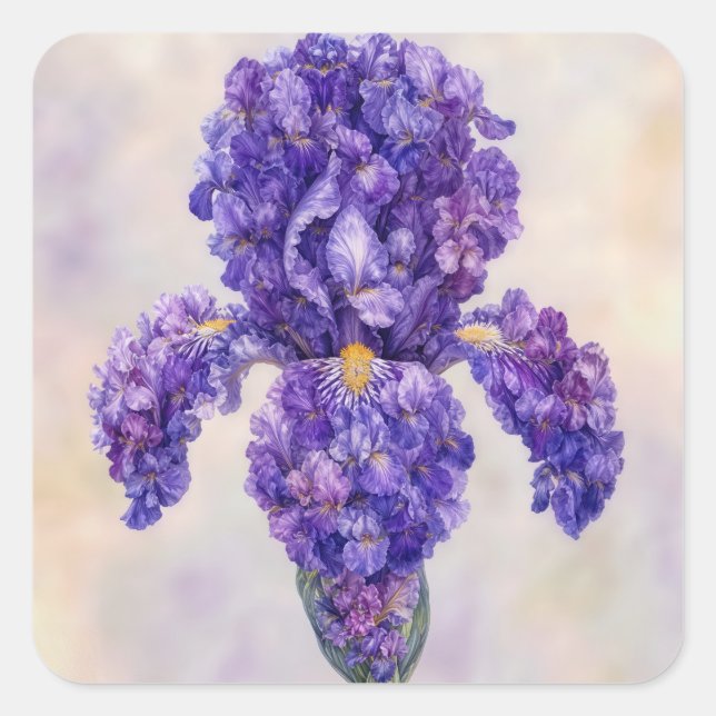 Sticker Carré Iris Violet Fait de Plusieurs (Devant)