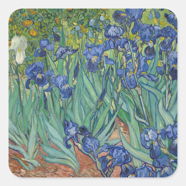 Sticker Carré Irises par Vincent Van Gogh (Devant)