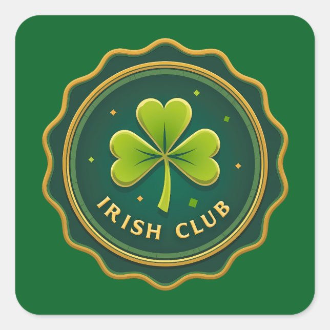 Sticker Carré Irish Club St Patrick’s Day Shirt – Autocolante (Devant)